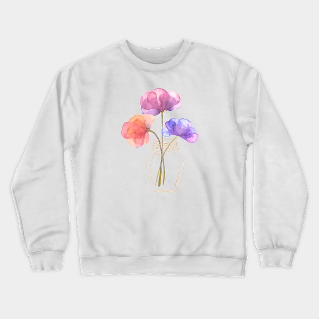 Mason Jar With Flowers Crewneck Sweatshirt by HobbyAndArt